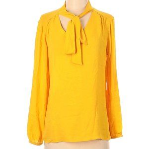 Adrienne Vittadini Size S mustard blouse top with neck tie